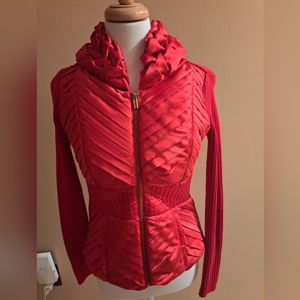 Boston Proper Elegant Red Sweater Jacket XS